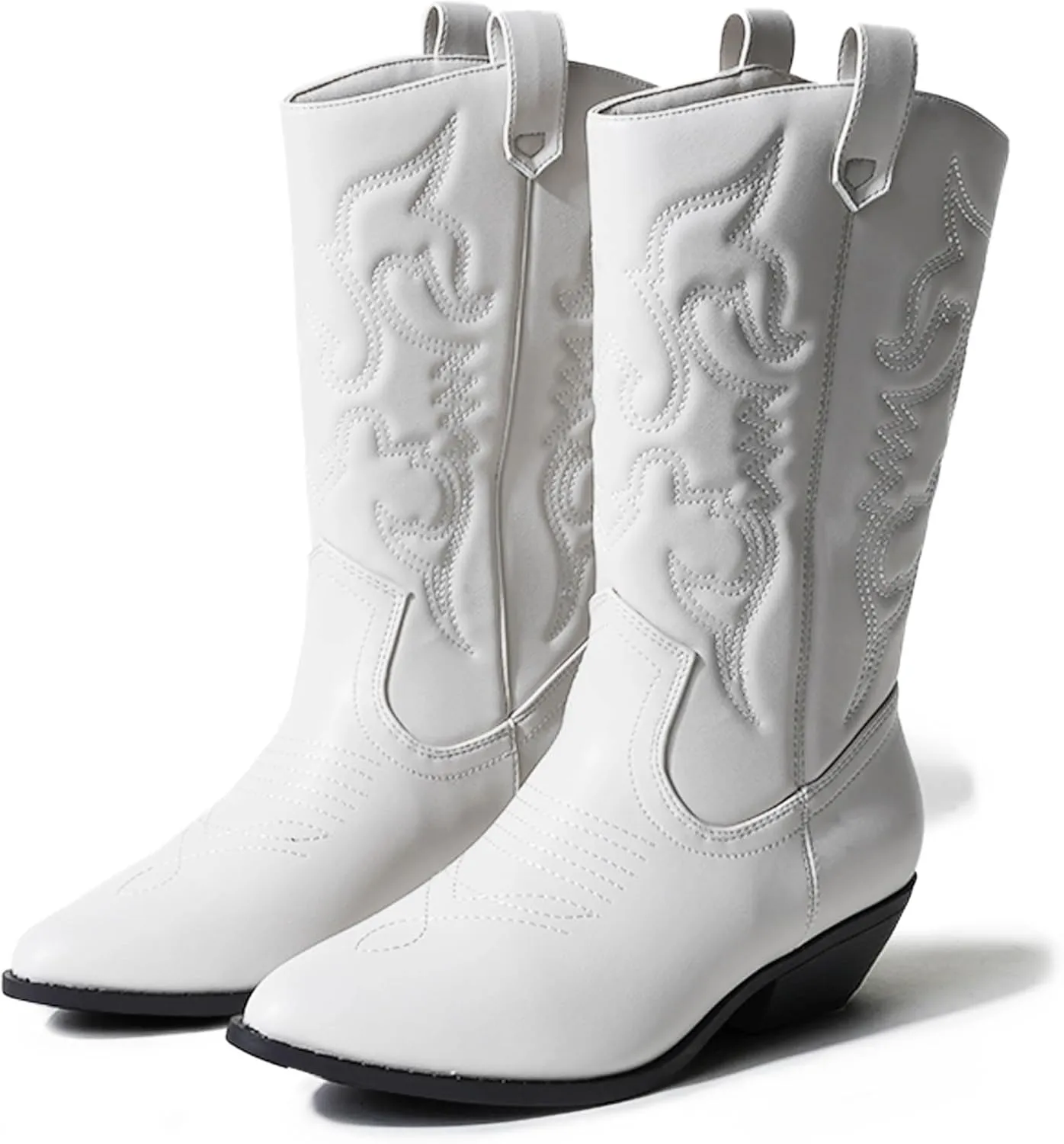 J. Adams Lasso Cowgirl Boots for Women - Mid Calf Low Heel Western Boot