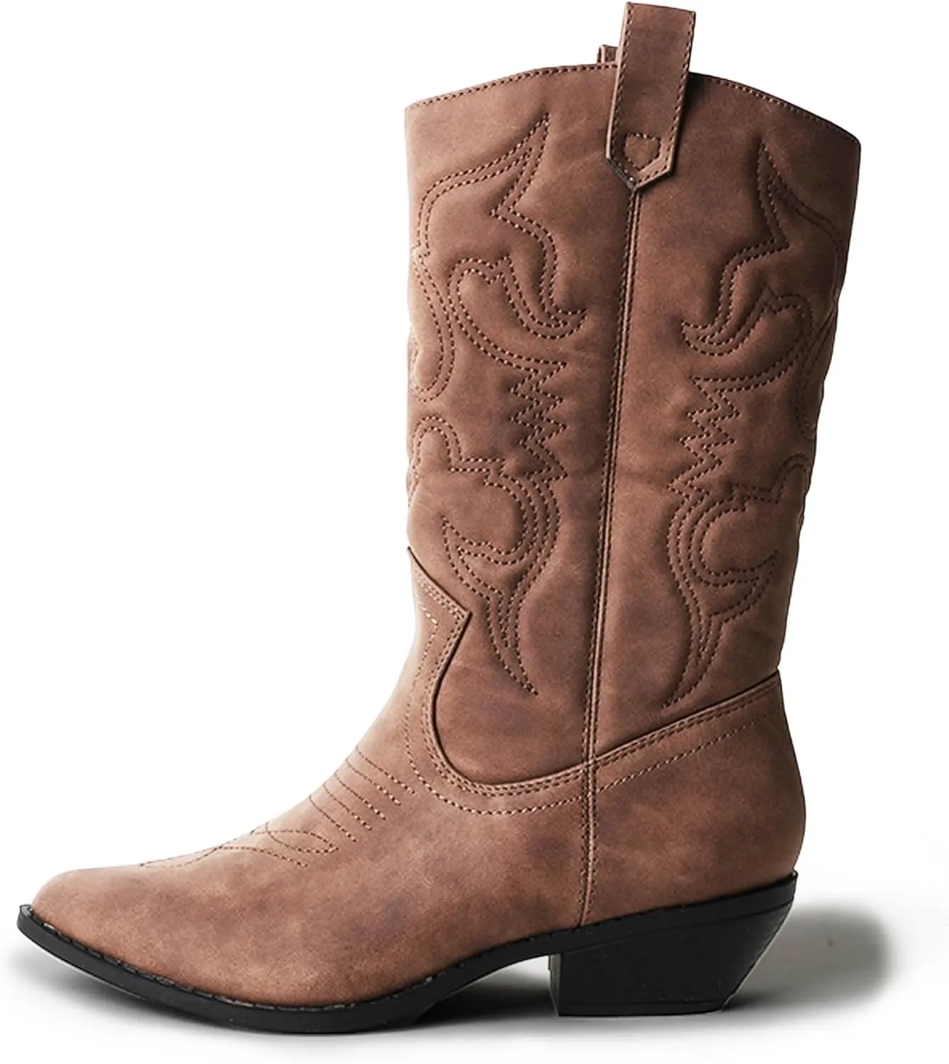 J. Adams Lasso Cowgirl Boots for Women - Mid Calf Low Heel Western Boot
