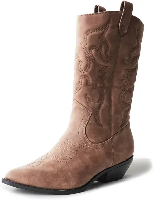 J. Adams Lasso Cowgirl Boots for Women - Mid Calf Low Heel Western Boot