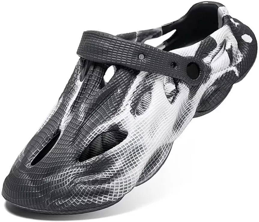 Jakcuz Mens' Sandals Slip-on Athletic Outdoor Hiking Closed Toe Slides Quick Dry Lightweight Beach Shoes with Back Strap