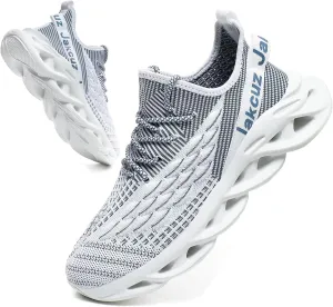 Jakcuz Plus Size Men's Lightweight Walking Shoes Mesh Fish Scale Pattern Fashion Sneakers