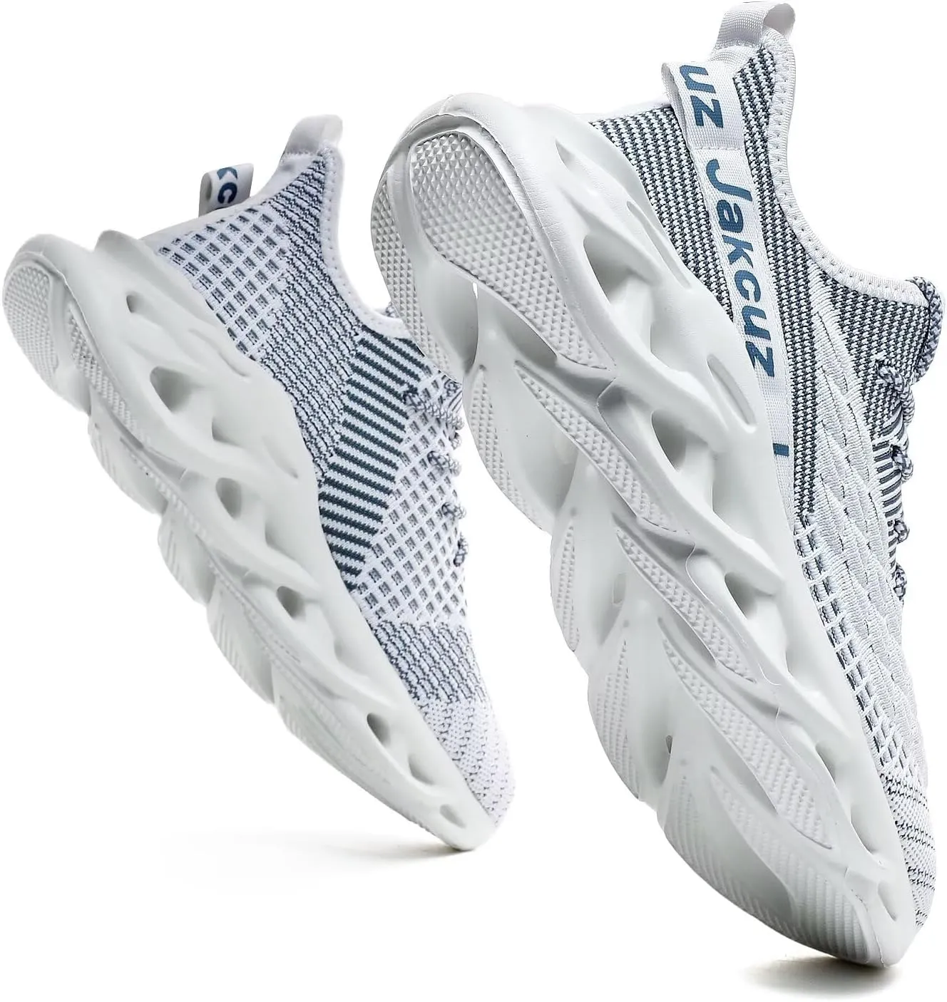 Jakcuz Plus Size Men's Lightweight Walking Shoes Mesh Fish Scale Pattern Fashion Sneakers