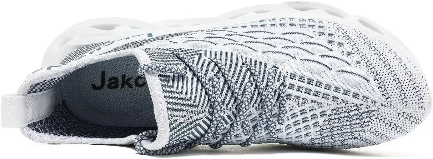 Jakcuz Plus Size Men's Lightweight Walking Shoes Mesh Fish Scale Pattern Fashion Sneakers