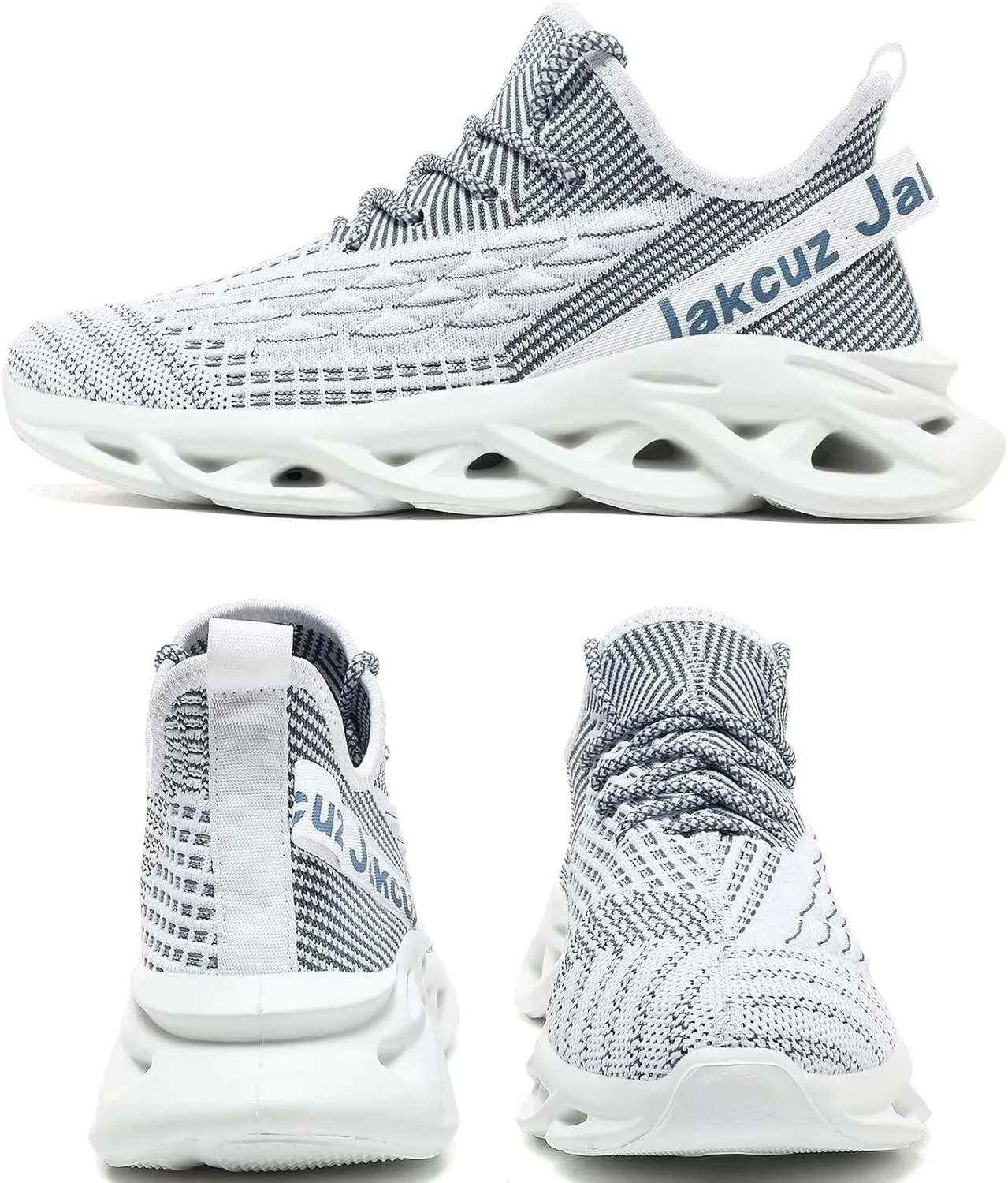 Jakcuz Plus Size Men's Lightweight Walking Shoes Mesh Fish Scale Pattern Fashion Sneakers