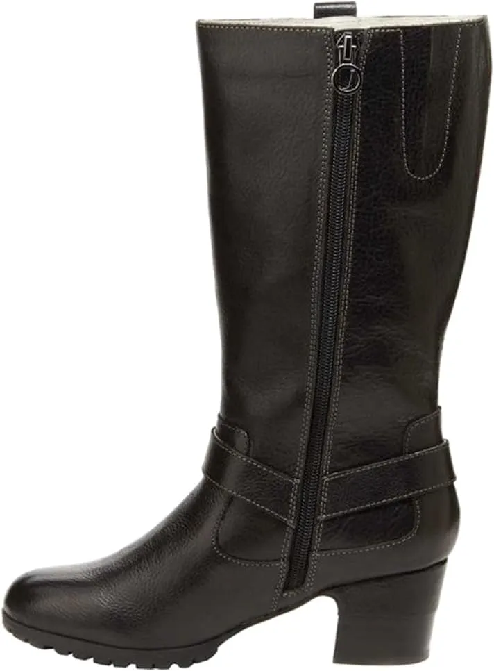 Jambu Womens Autumn Tall Zippered Casual Boots Mid Calf Mid Heel 2-3" - Black