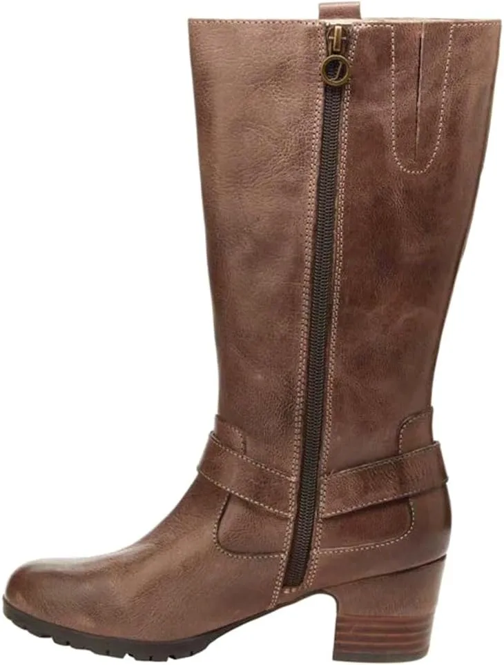Jambu Womens Autumn Tall Zippered Casual Boots Mid Calf Mid Heel 2-3" - Black