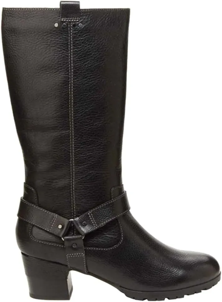 Jambu Womens Autumn Tall Zippered Casual Boots Mid Calf Mid Heel 2-3" - Black