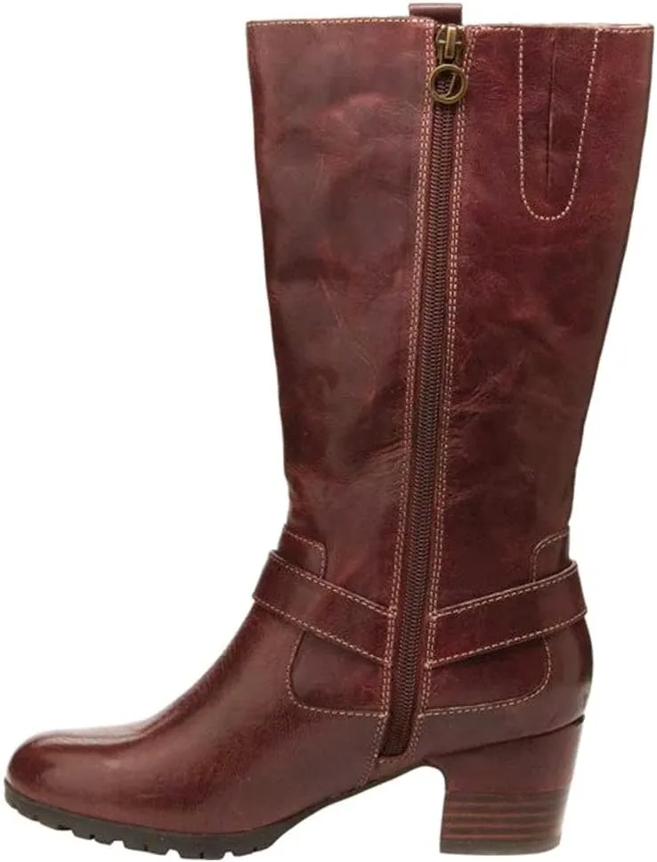 Jambu Womens Autumn Tall Zippered Casual Boots Mid Calf Mid Heel 2-3" - Black