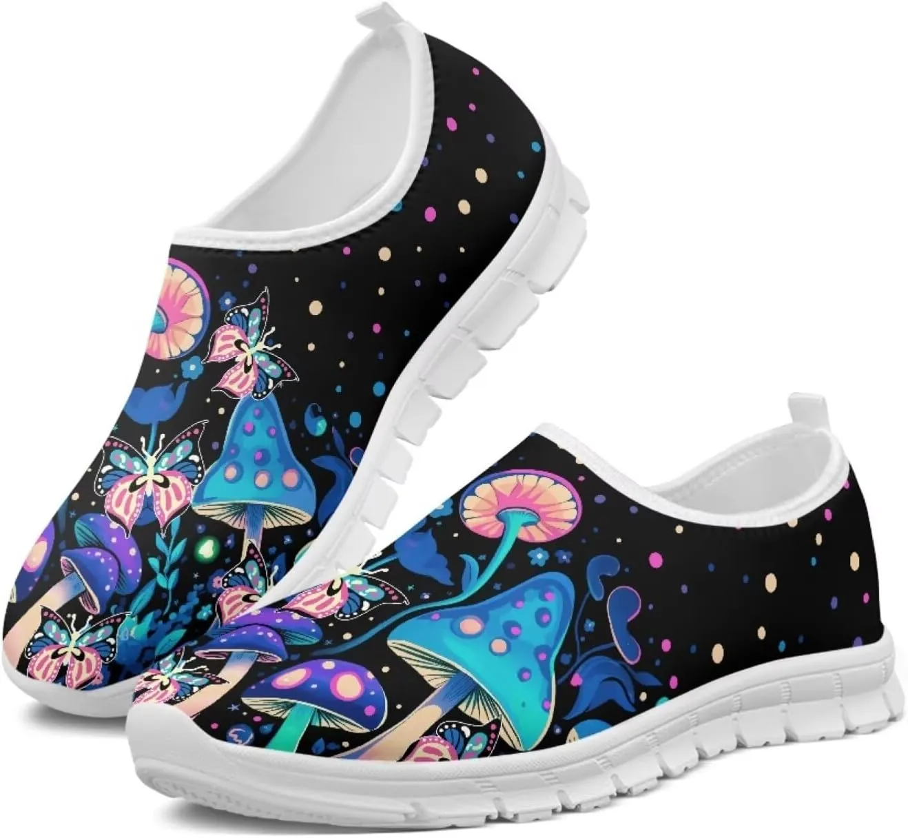 Jeiento Slip-On Loafers for Women Mushroom Walking Flat Shoes Anti-Skid Casual Shoes
