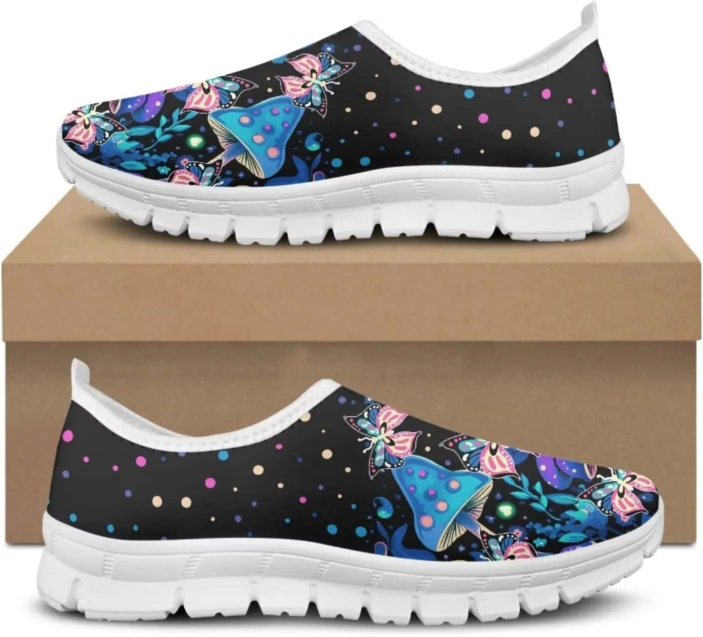 Jeiento Slip-On Loafers for Women Mushroom Walking Flat Shoes Anti-Skid Casual Shoes