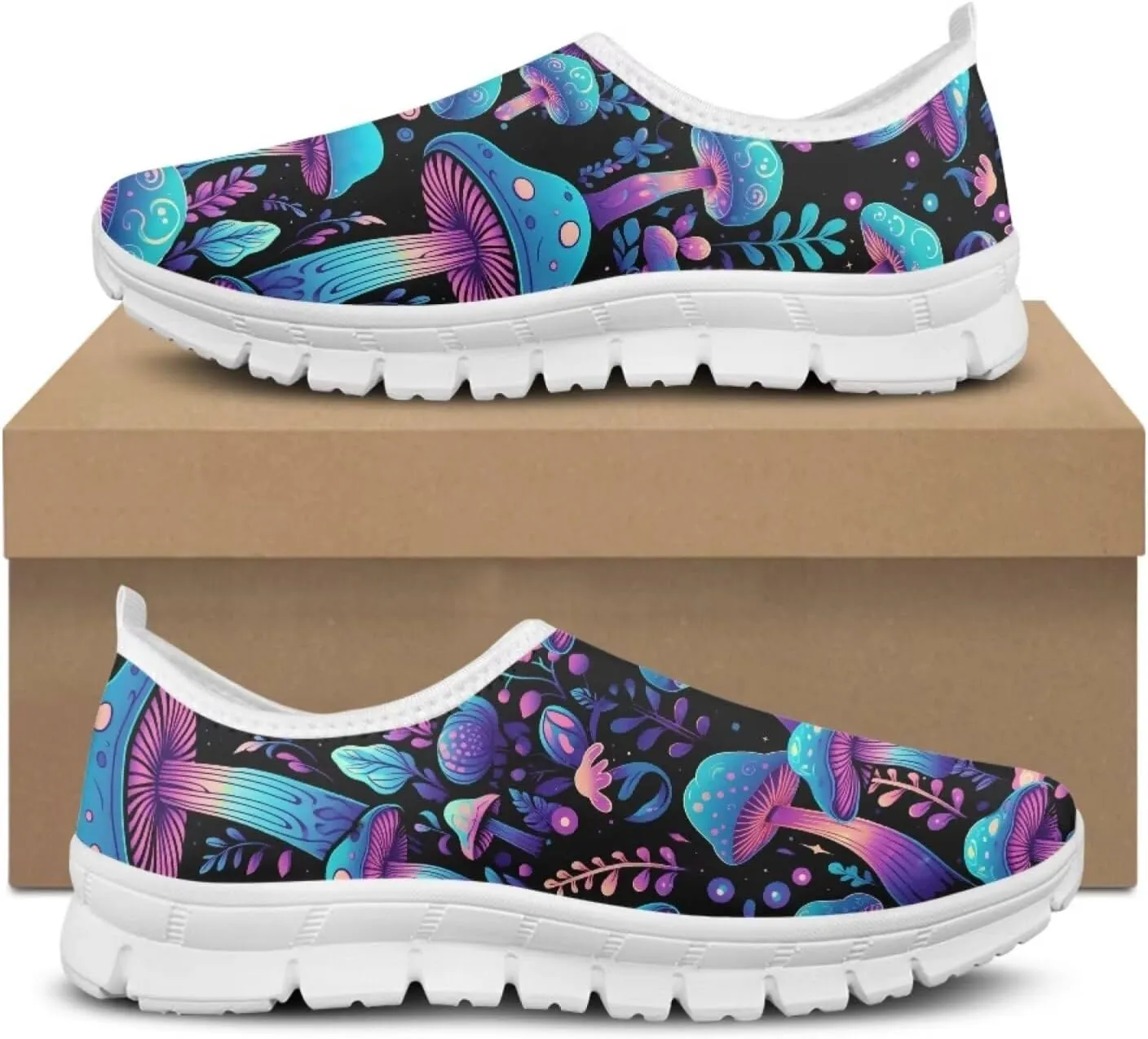 Jeiento Slip-On Loafers for Women Mushroom Walking Flat Shoes Anti-Skid Casual Shoes