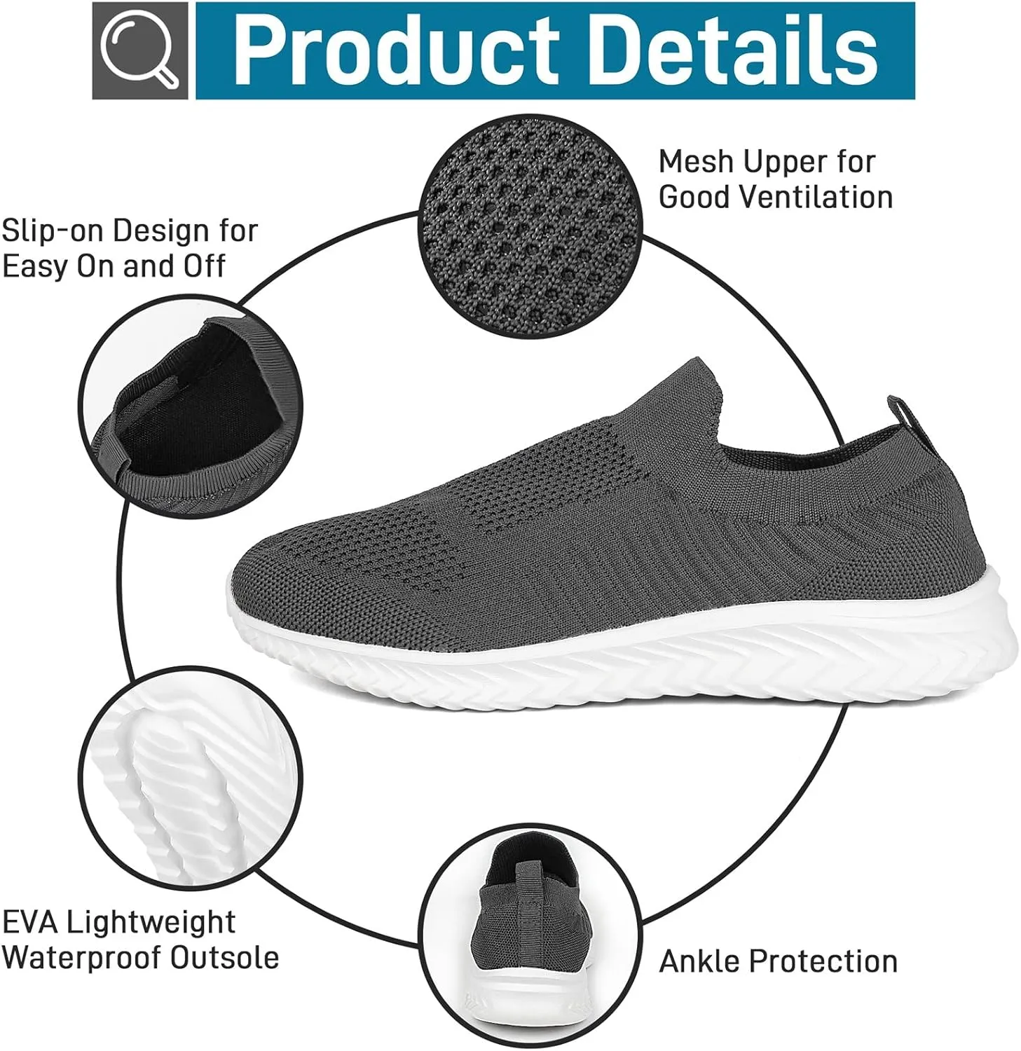 JIAFO Mens Shoes Walking Shoes for Men Mens Slip On Shoes Sneakers for Men, Casual Athletic Running, Lightweight Breathable Mesh Knit