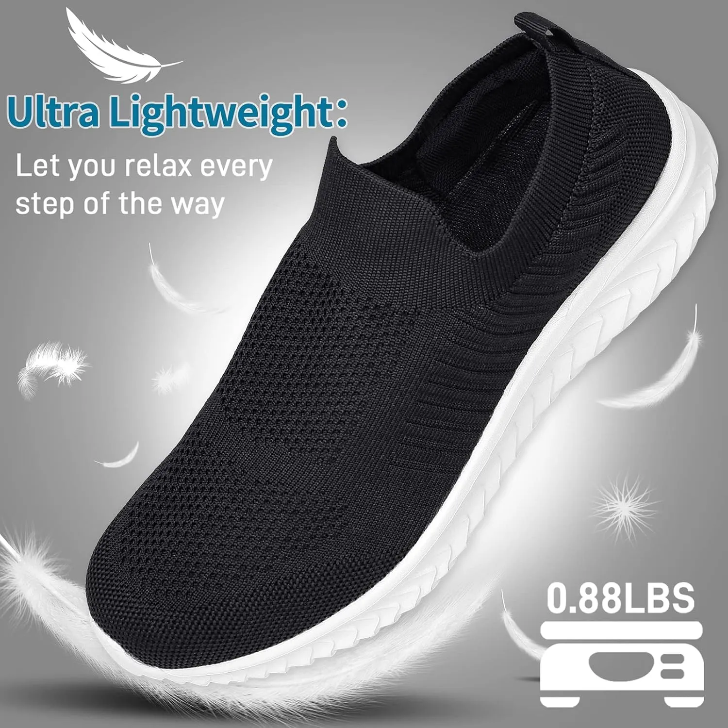 JIAFO Mens Shoes Walking Shoes for Men Mens Slip On Shoes Sneakers for Men, Casual Athletic Running, Lightweight Breathable Mesh Knit