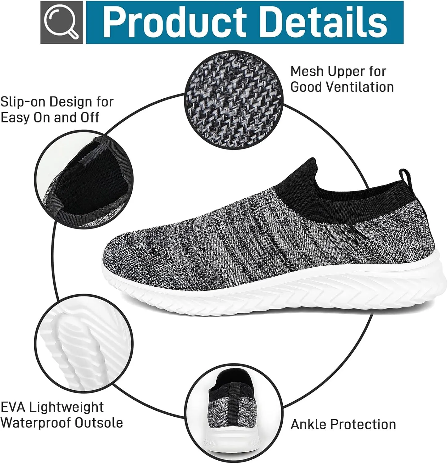 JIAFO Mens Shoes Walking Shoes for Men Mens Slip On Shoes Sneakers for Men, Casual Athletic Running, Lightweight Breathable Mesh Knit