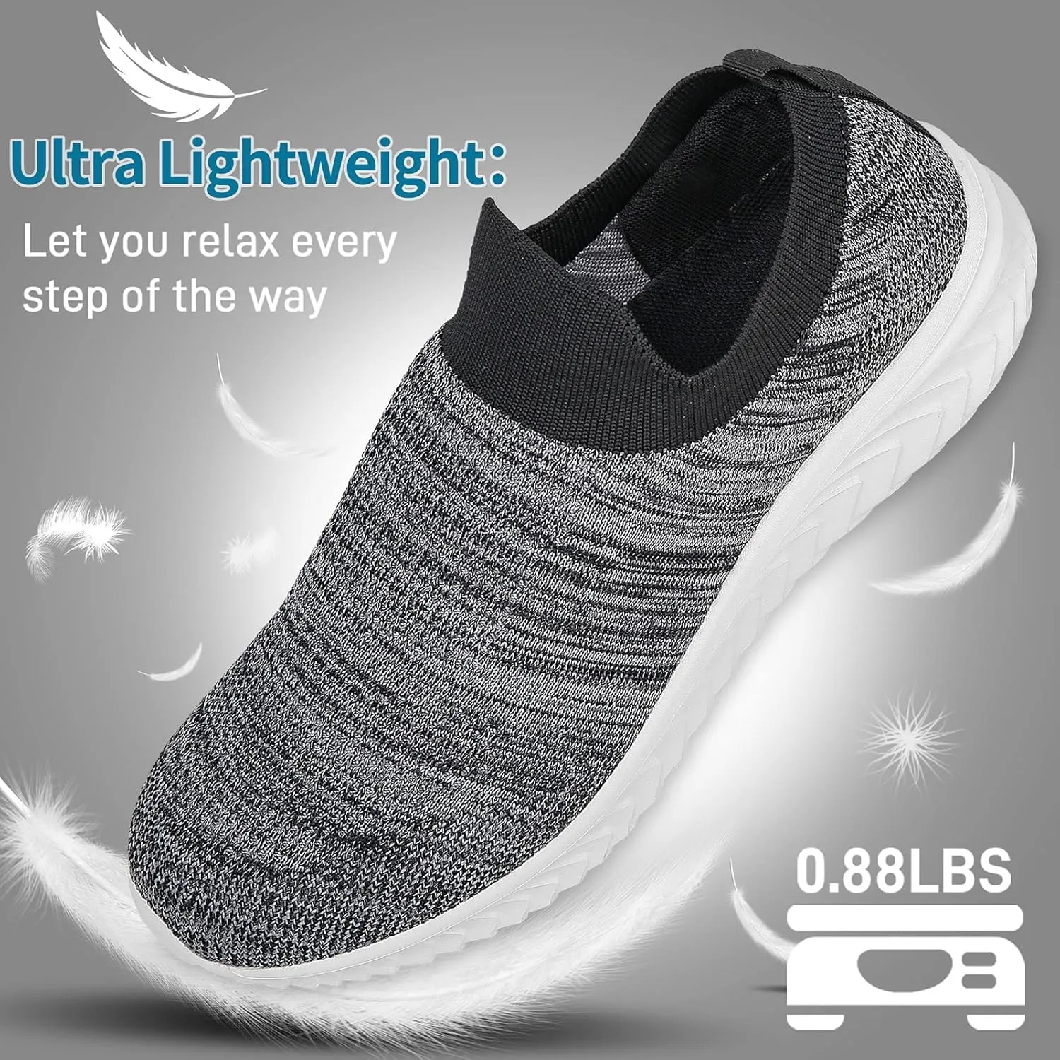 JIAFO Mens Shoes Walking Shoes for Men Mens Slip On Shoes Sneakers for Men, Casual Athletic Running, Lightweight Breathable Mesh Knit