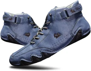 JishinGal Men's Casual Suede Lace Up Flats Chukka Ankle Boots,Handmade High Top high boots Outdoor Walking Sneakers Slip-on Lightweight Non-Slip Driving Chukka Boots