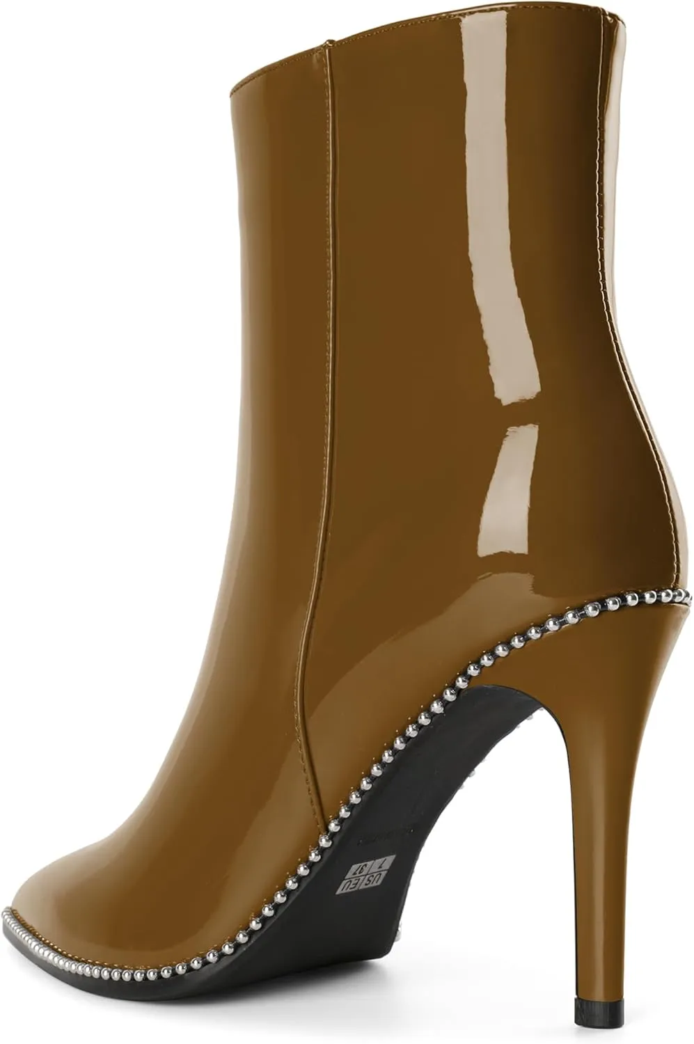 Joseywade Ankle Boots High Heel Boots Women Pointed Toe Stiletto Thin Slim Heel Booties Side Zipper Beaded Short Boots Shoes