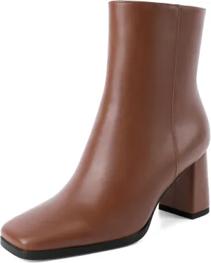 Joseywade Womens Ankle Boots Chunky Heel Boots Ankle Booties Square Toe 3 Inch Side Zip Boots Fall Shoes US Size 5-13