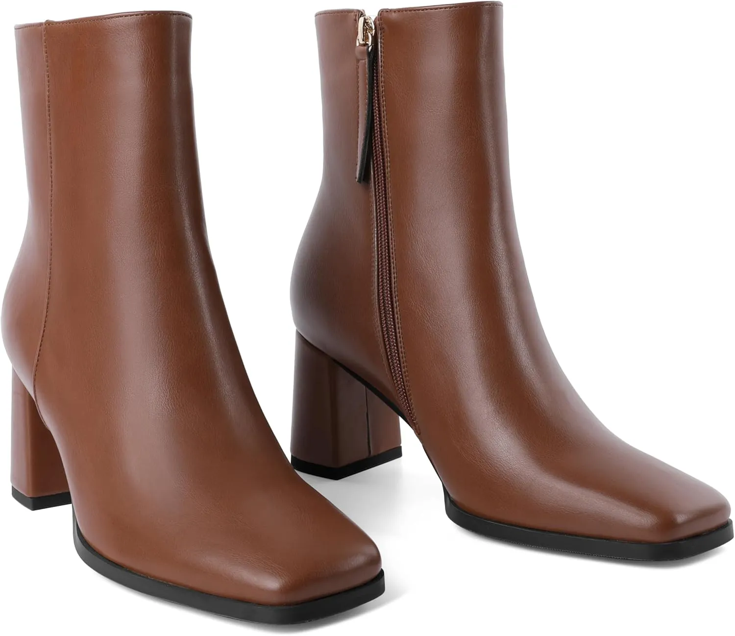 Joseywade Womens Ankle Boots Chunky Heel Boots Ankle Booties Square Toe 3 Inch Side Zip Boots Fall Shoes US Size 5-13