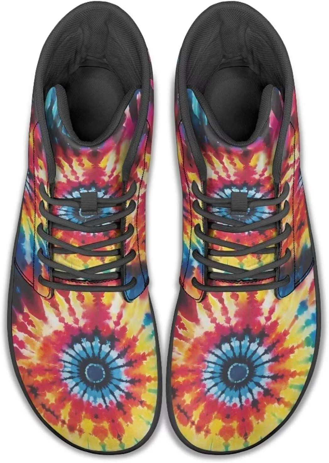 JoyLamoria Men Women High Top Barefoot Shoes Rainbow Pattern Pattern LGBT Fashion Sneakers Lace Up PU Leather Platform