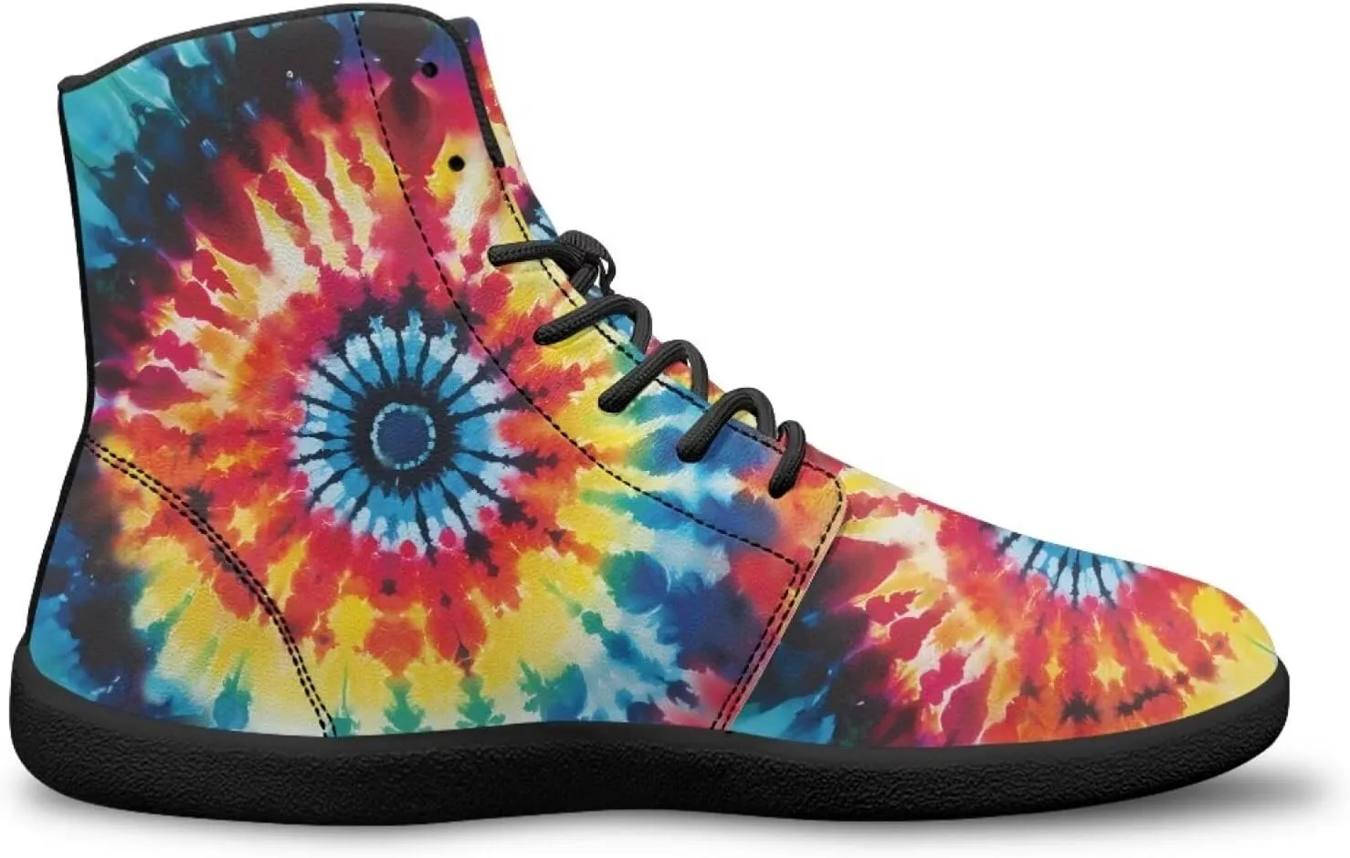 JoyLamoria Men Women High Top Barefoot Shoes Rainbow Pattern Pattern LGBT Fashion Sneakers Lace Up PU Leather Platform