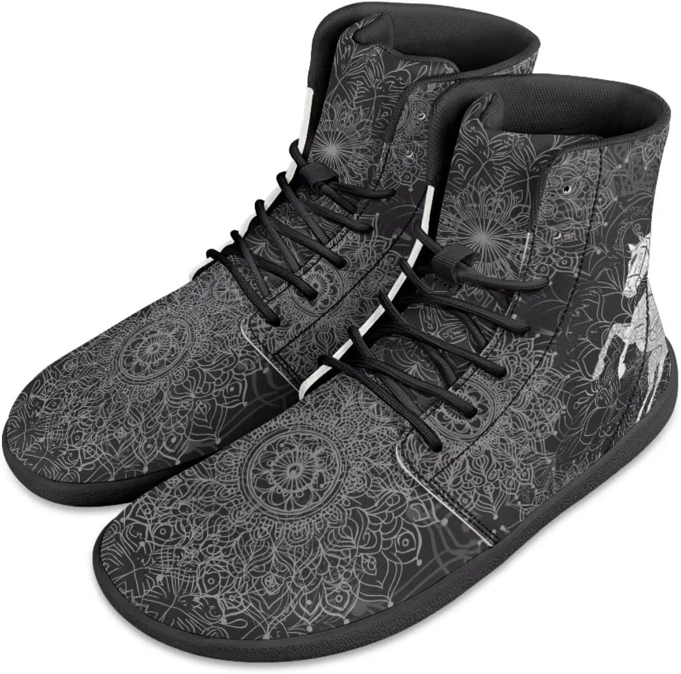 JoyLamoria Skull Rose High Top Sneakers Women Leather Causal Lace Shoes Fashion 2025 Walking Tennis Dress Shoe