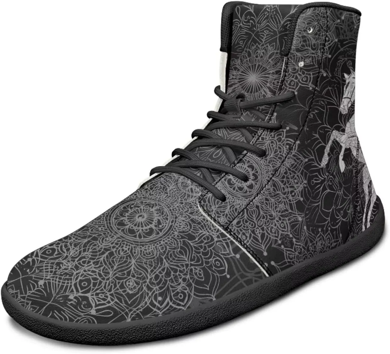 JoyLamoria Skull Rose High Top Sneakers Women Leather Causal Lace Shoes Fashion 2025 Walking Tennis Dress Shoe