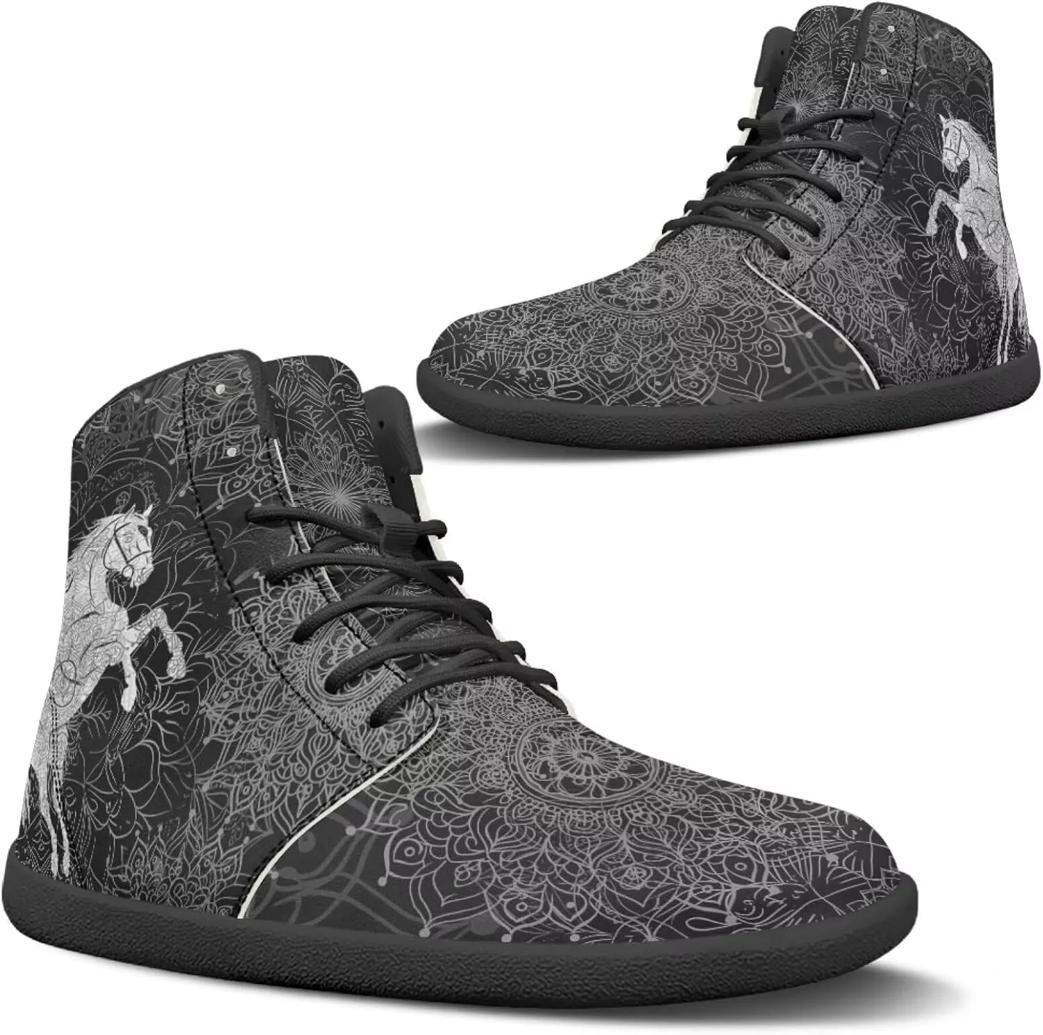JoyLamoria Skull Rose High Top Sneakers Women Leather Causal Lace Shoes Fashion 2025 Walking Tennis Dress Shoe