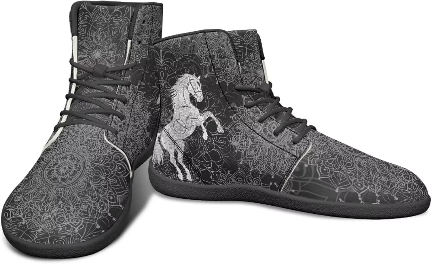 JoyLamoria Skull Rose High Top Sneakers Women Leather Causal Lace Shoes Fashion 2025 Walking Tennis Dress Shoe