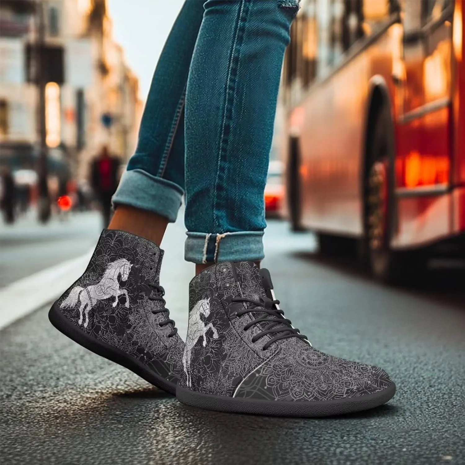 JoyLamoria Skull Rose High Top Sneakers Women Leather Causal Lace Shoes Fashion 2025 Walking Tennis Dress Shoe