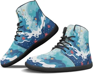 JoyLamoria Unisex High Top Shoes Laces Up Fashion Leather Skate Sneaker Mid Top Barefoot Shoes Lightweight,Marble Print