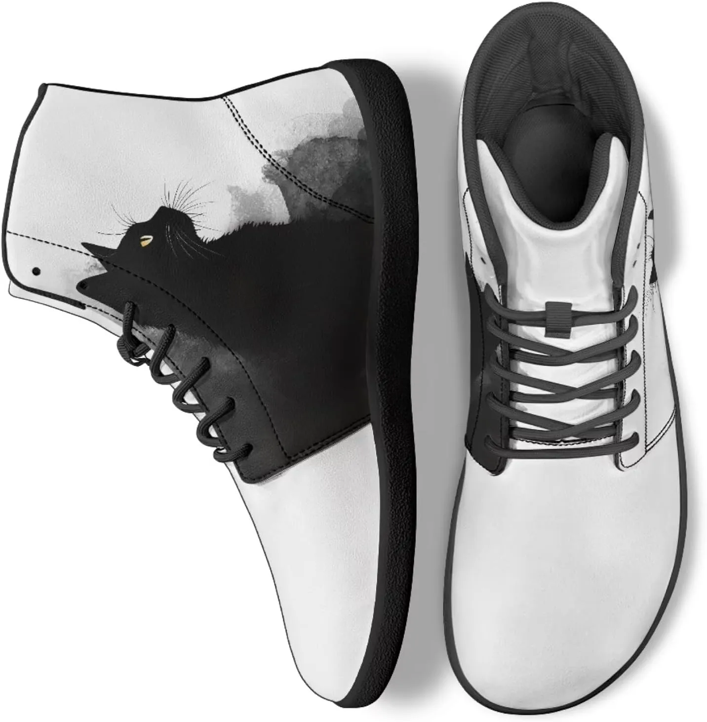 JoyLamoria Unisex High Top Shoes Laces Up Fashion Leather Skate Sneaker Mid Top Barefoot Shoes Lightweight,Marble Print