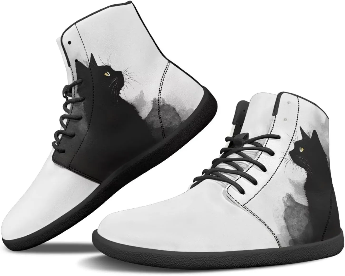 JoyLamoria Unisex High Top Shoes Laces Up Fashion Leather Skate Sneaker Mid Top Barefoot Shoes Lightweight,Marble Print