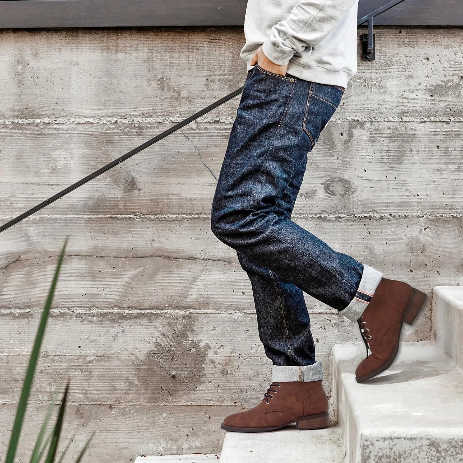 J's.o.l.e Men's Chelsea Dress Boots Square Toe Chukka Ankle Boots for Men Lace Up Business Work Daily Shoes