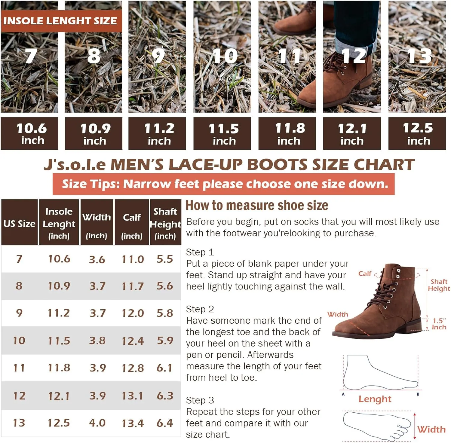 J's.o.l.e Men's Chelsea Dress Boots Square Toe Chukka Ankle Boots for Men Lace Up Business Work Daily Shoes