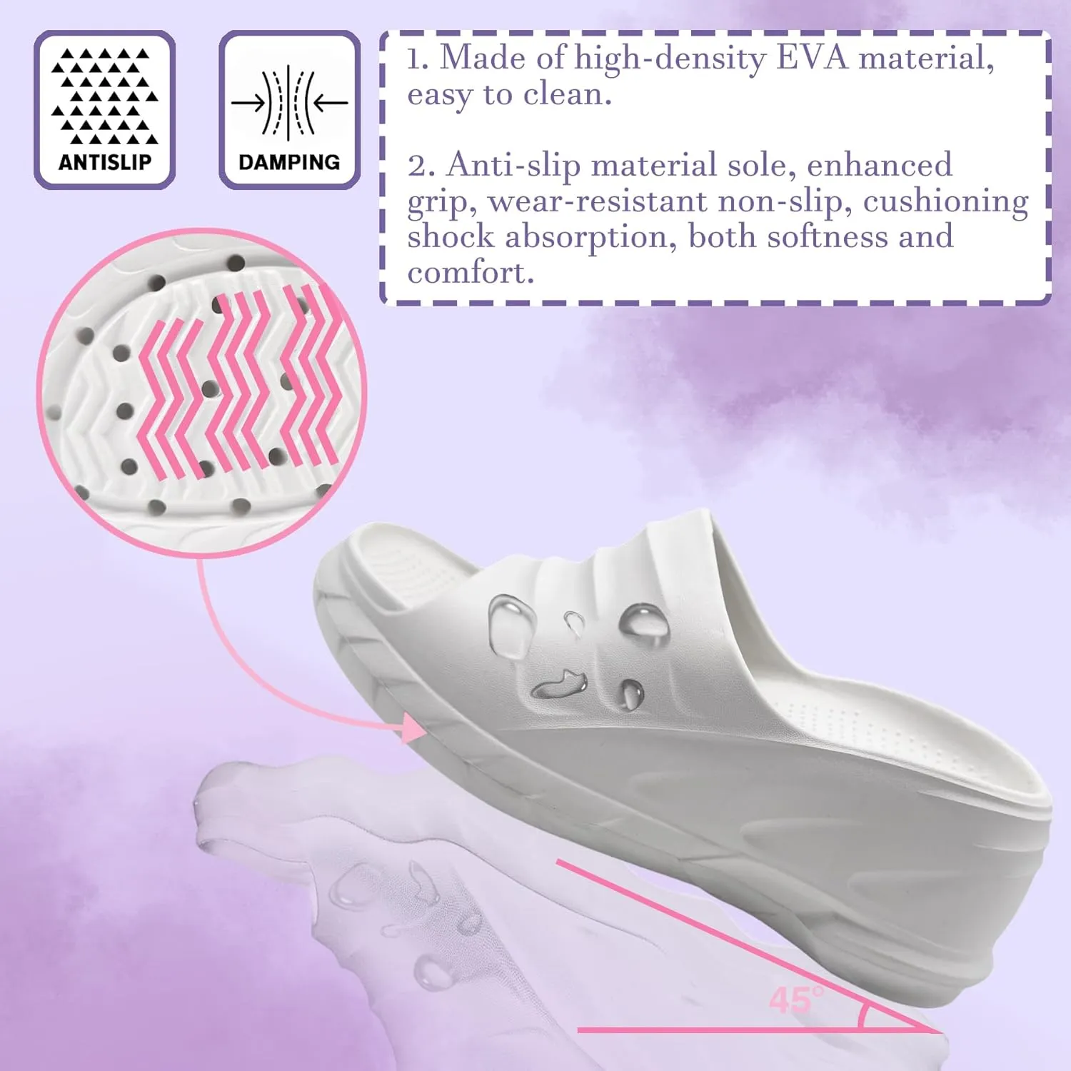JSWEI Womens Platform Slippers Sandals for Women slope heel Summer Comfort Height Sandals Thick Sole Heels for Women