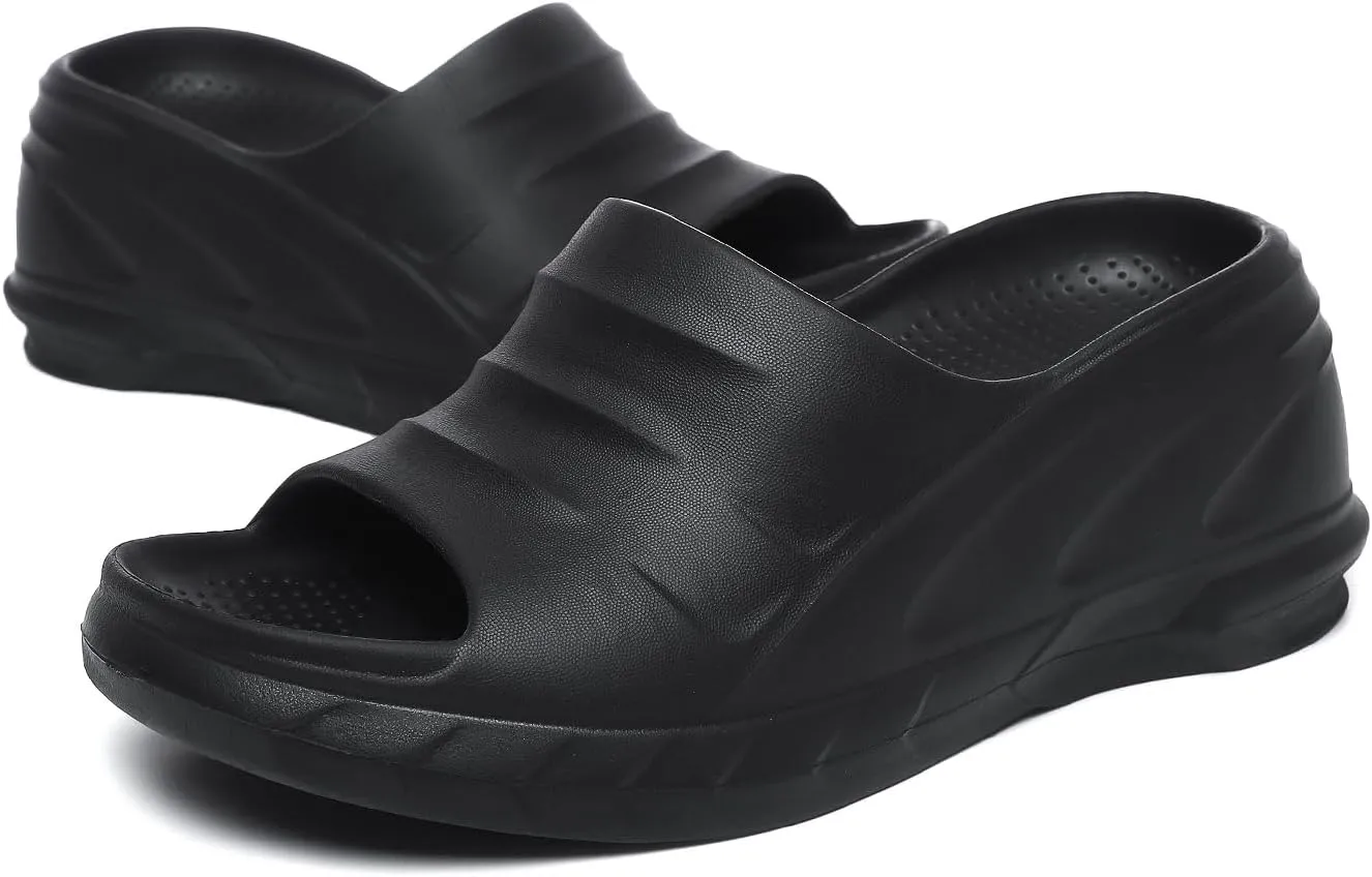 JSWEI Womens Platform Slippers Sandals for Women slope heel Summer Comfort Height Sandals Thick Sole Heels for Women