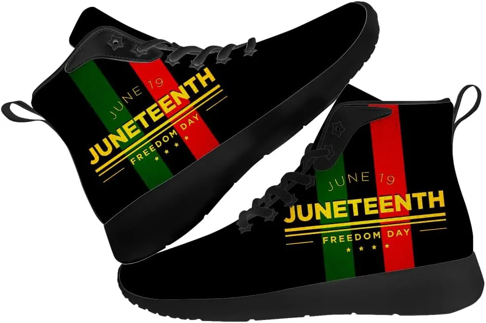 Juneteenth Shoes for Men Women African High Top Sneakers Casual Shoes Gifts for Dad Mom