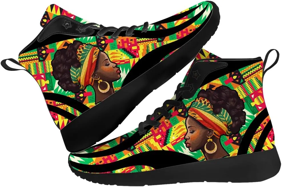 Juneteenth Shoes for Men Women African High Top Sneakers Casual Shoes Gifts for Dad Mom