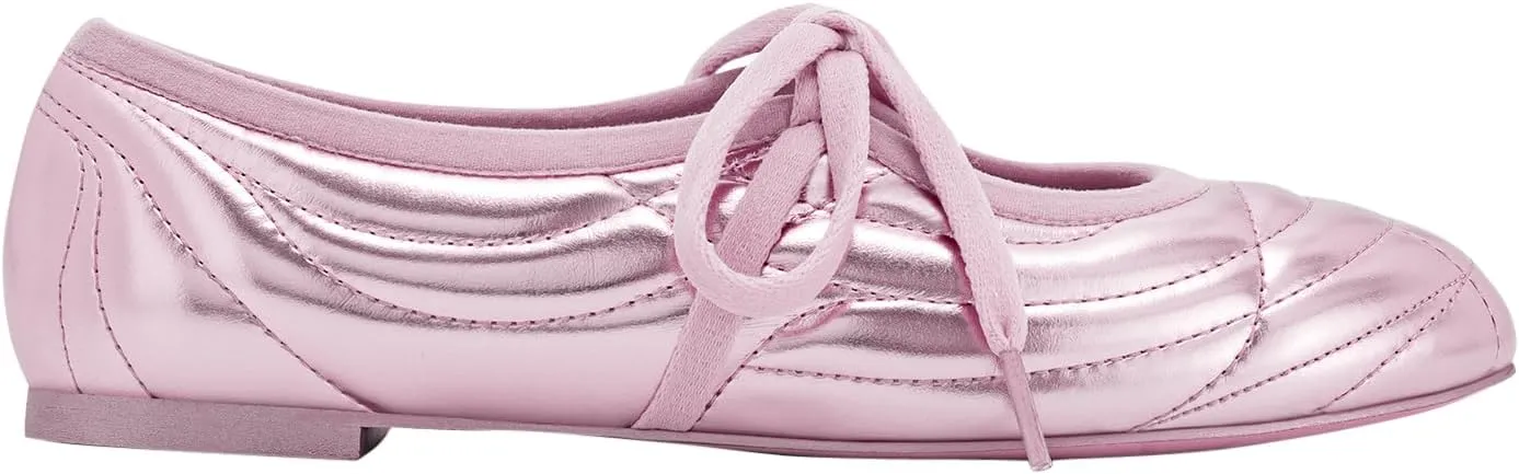 JW PEI Women's Erika Topstitching lace-up Ballet Flats