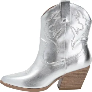 KAYDAY Womens Cowboy Boots Western Ankle Pointed Toe Short Cowgirl Booties MORLEY
