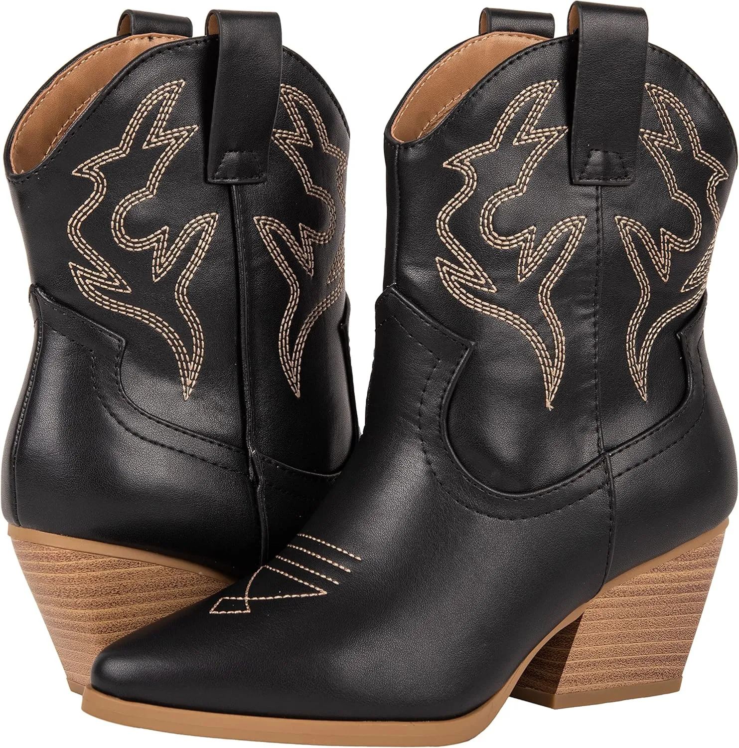KAYDAY Womens Cowboy Boots Western Ankle Pointed Toe Short Cowgirl Booties MORLEY