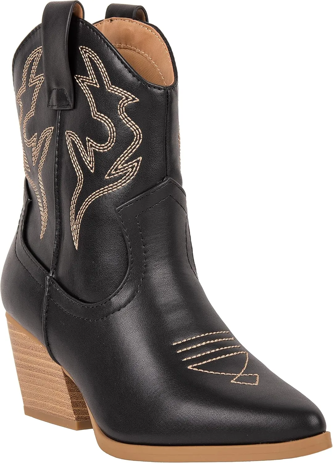 KAYDAY Womens Cowboy Boots Western Ankle Pointed Toe Short Cowgirl Booties MORLEY