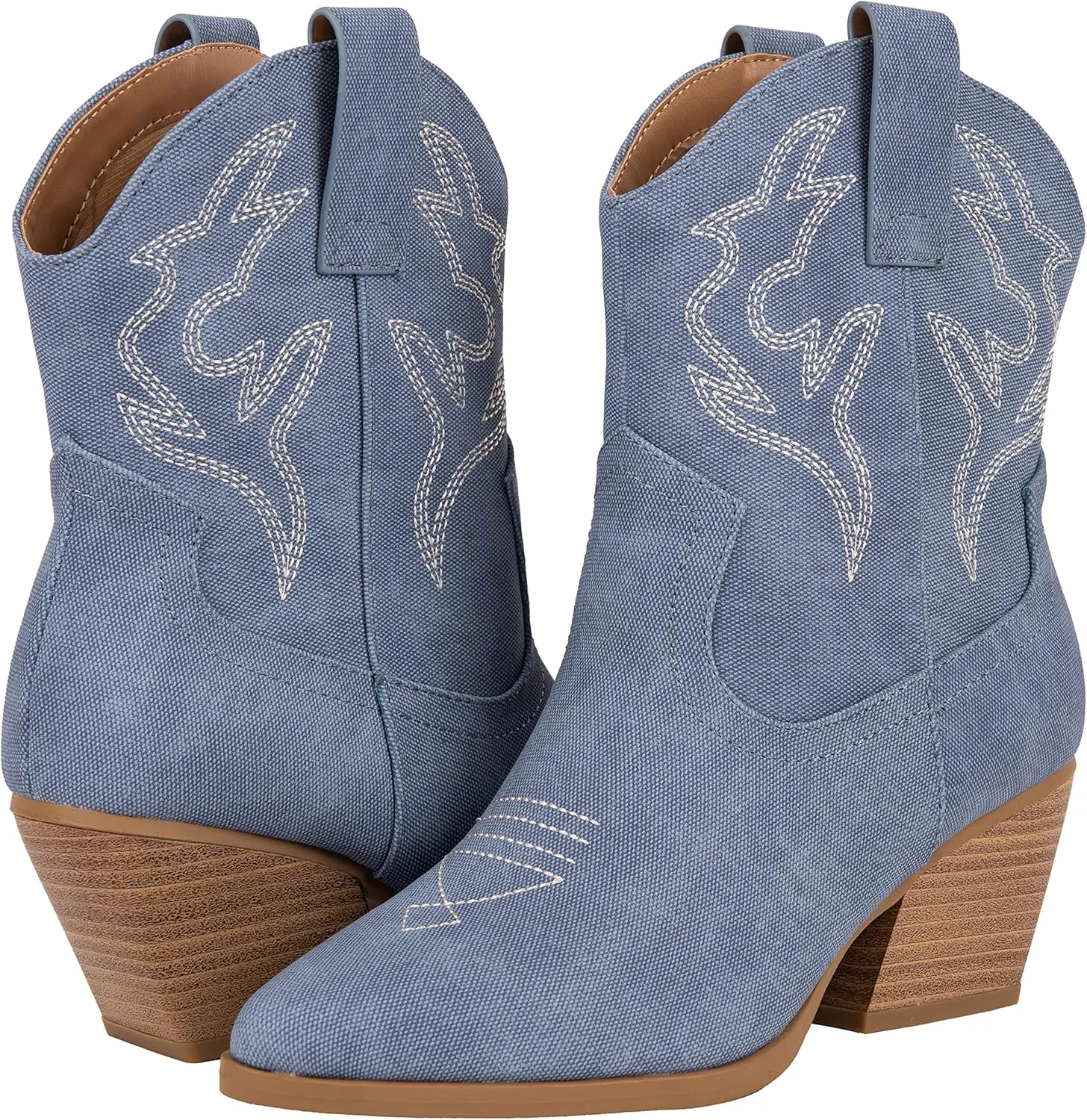 KAYDAY Womens Cowboy Boots Western Ankle Pointed Toe Short Cowgirl Booties MORLEY