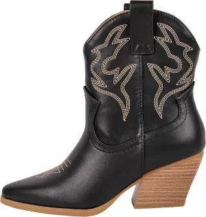 KAYDAY Womens Cowboy Boots Western Ankle Pointed Toe Short Cowgirl Booties MORLEY