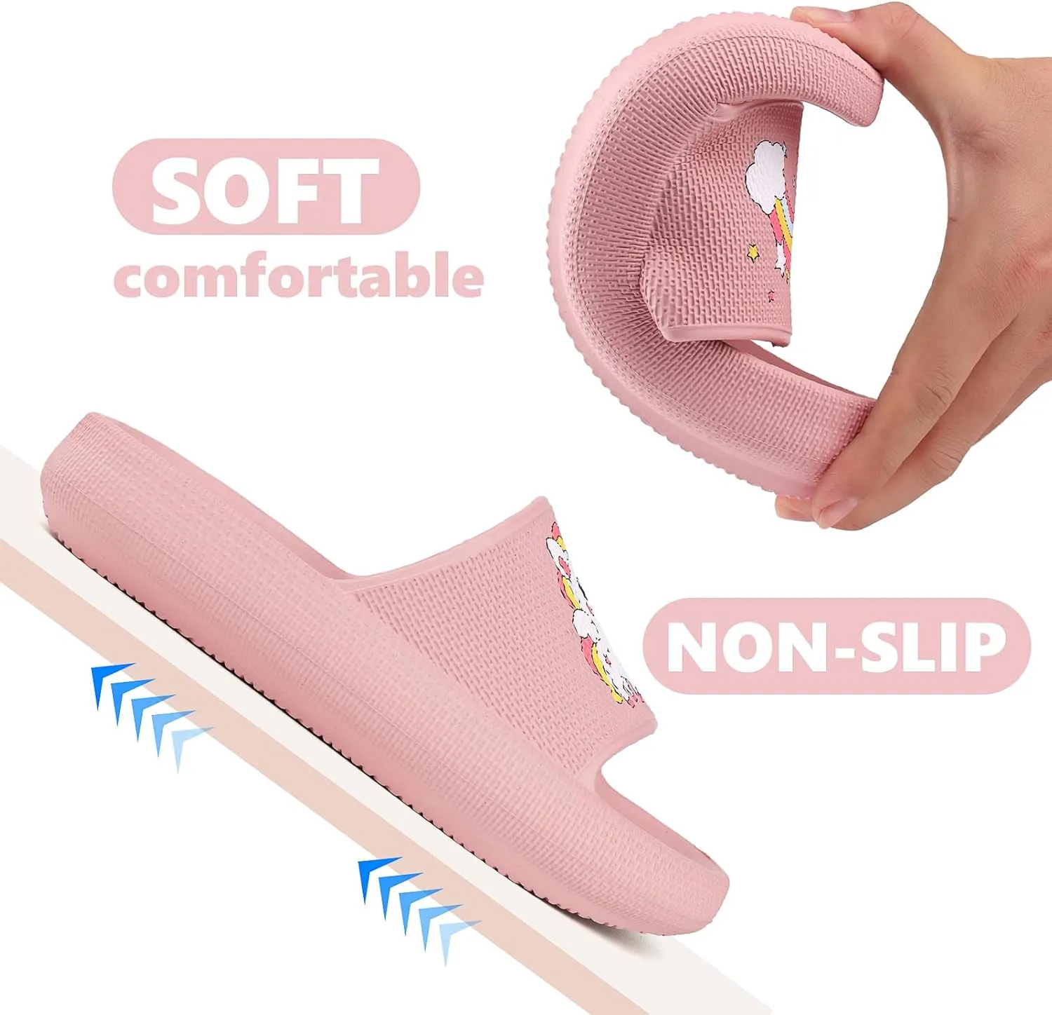Kids Cloud Slides丨Pillow Sandals for Boys Girls丨Quick Drying Bathroom Shower Sandals丨Summer Beach Pool Slippers| Thick Sole Non-Slip