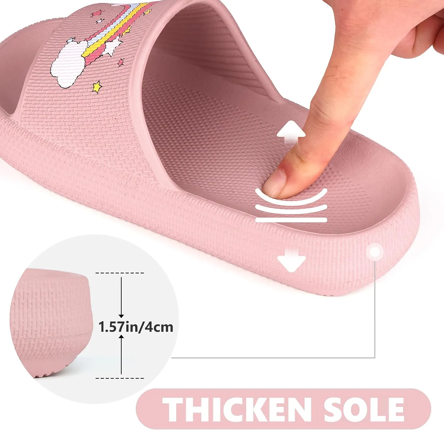Kids Cloud Slides丨Pillow Sandals for Boys Girls丨Quick Drying Bathroom Shower Sandals丨Summer Beach Pool Slippers| Thick Sole Non-Slip