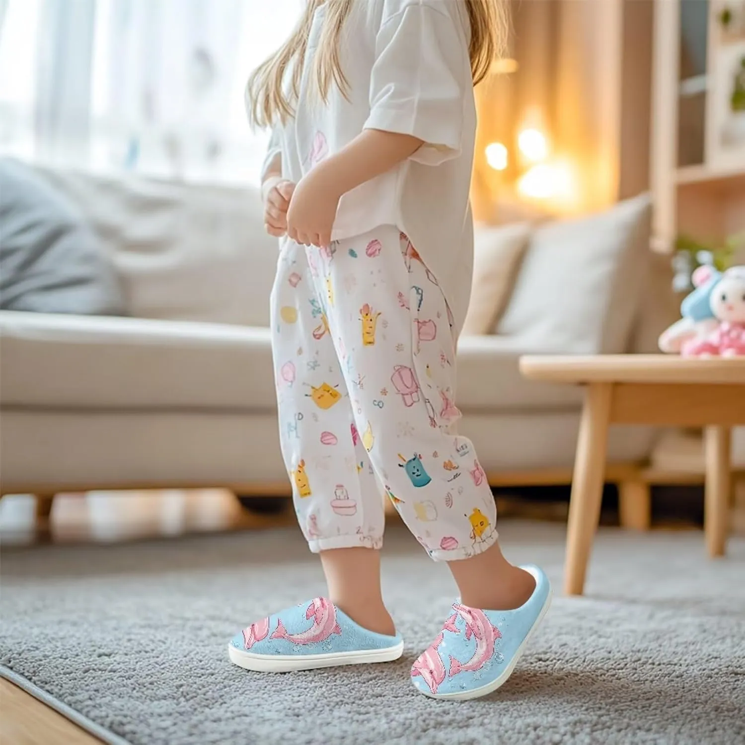 Kids Fuzzy Home Slipper Warm Soft Indoor Bedroom Slippers Winter Comfort Non-Slip Outdoor Slippers for Toddler Boys GirlsLittle kids US 9-15