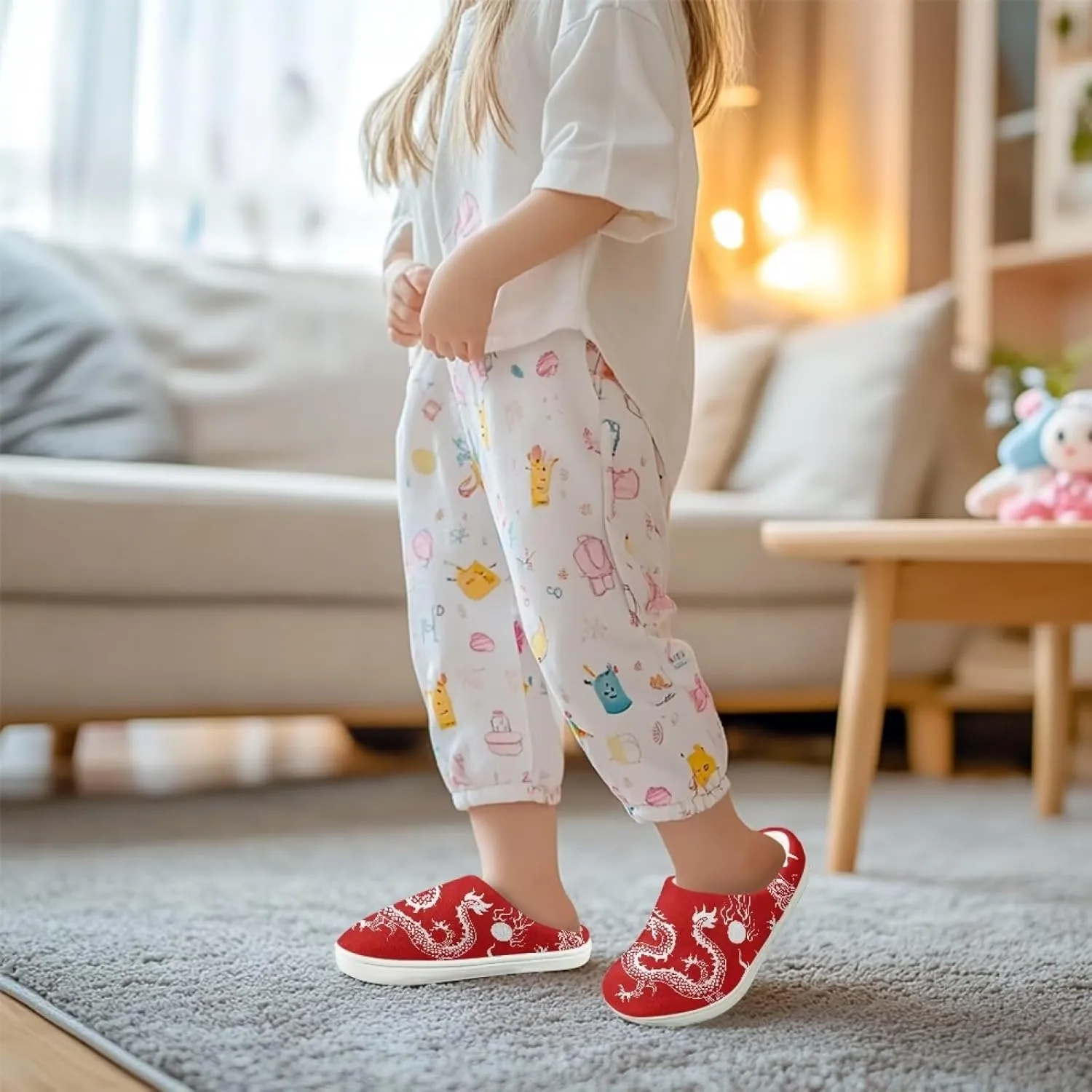 Kids Fuzzy Home Slipper Warm Soft Indoor Bedroom Slippers Winter Comfort Non-Slip Outdoor Slippers for Toddler Boys GirlsLittle kids US 9-15