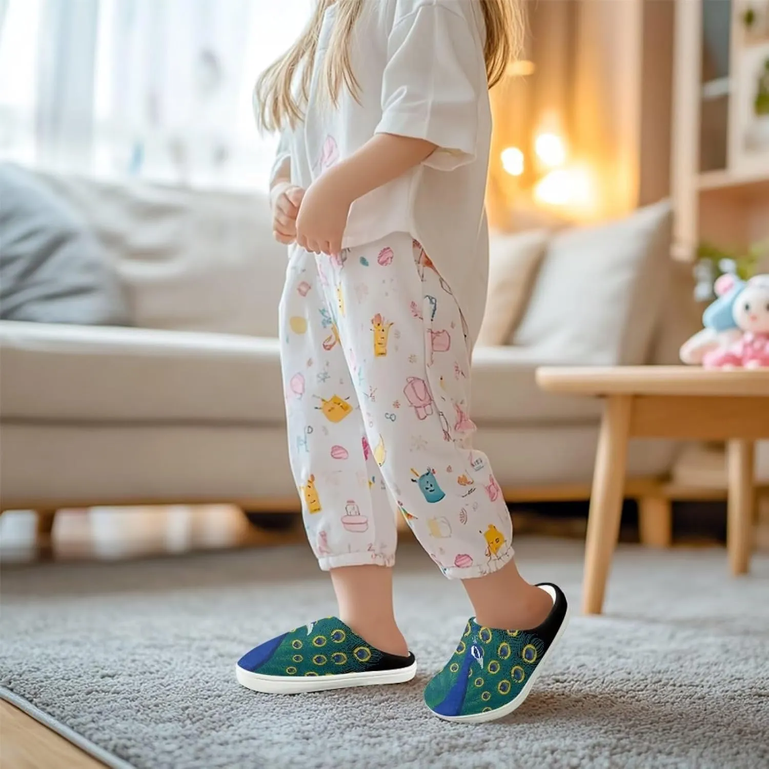 Kids Fuzzy Home Slipper Warm Soft Indoor Bedroom Slippers Winter Comfort Non-Slip Outdoor Slippers for Toddler Boys GirlsLittle kids US 9-15